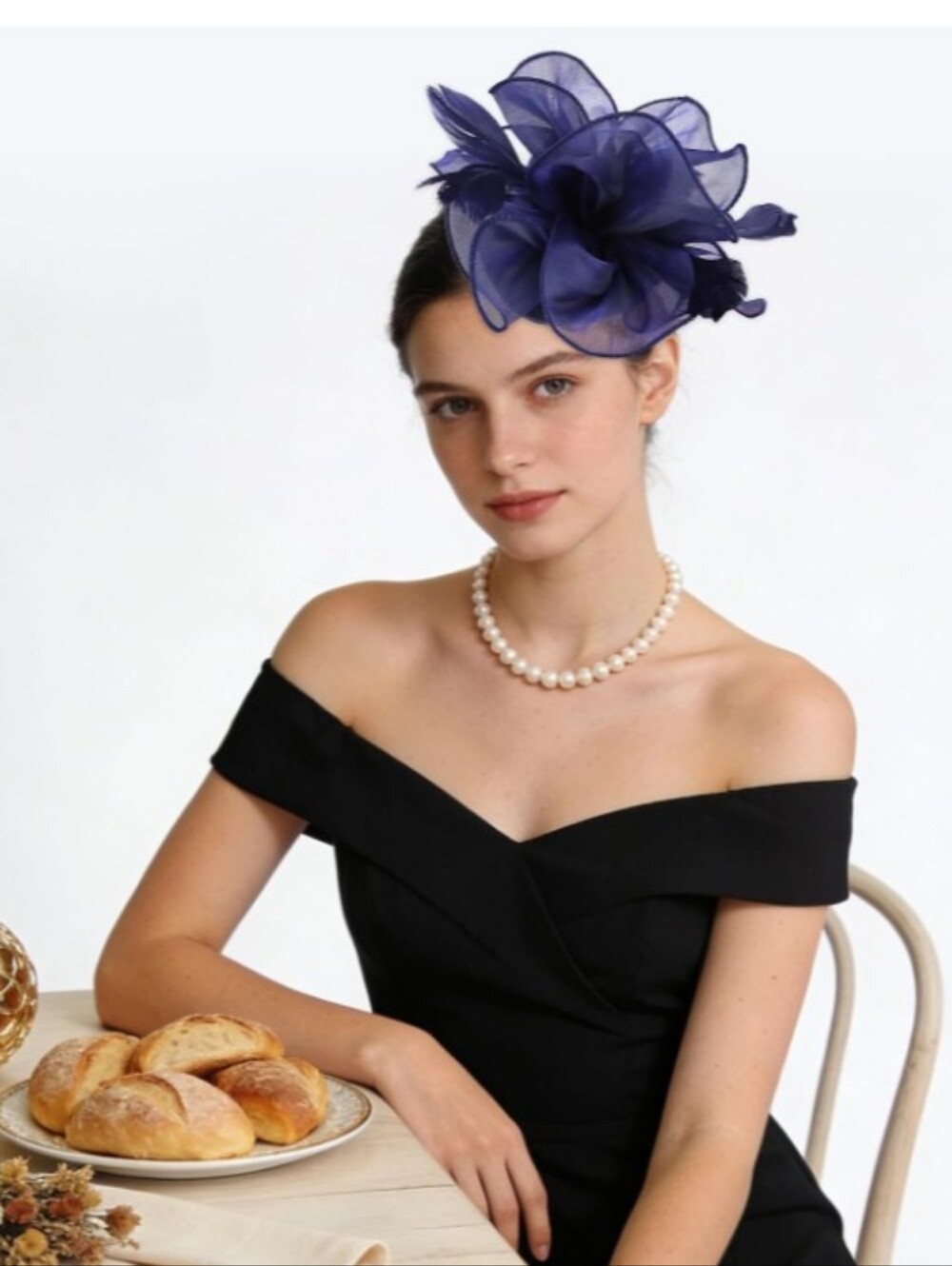 NEW! Navy Floral Fascinator Hat